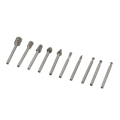 10pc HSS Routing Router Grinding Bits Burr File Set Fits Engraving Wood Rotary Tool For Milling Cutter 1/8 inch Shank